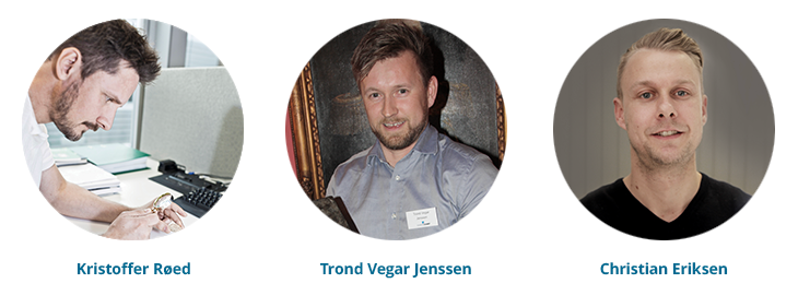 Bilde av Kristoffer Røed, Trond Vegar Jenssen og Christian Eriksen, som alle jobber for Samlerhuset.