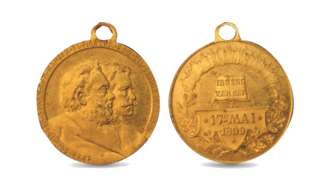 17. mai-medalje med Ibsen og Nansen.