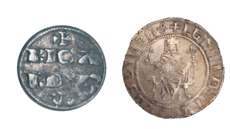 Richard I denier og Leo II to tram - mynter tempelridderne benyttet i Europa og Midtøsten