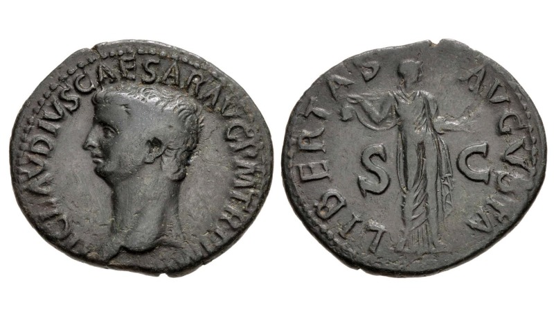 Bronsemynt av Claudius med SC på reversen