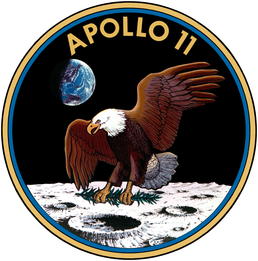 Samlerhuset - Apollo 11s emblem med ørn på månen og jorden i bakgrunnen. 