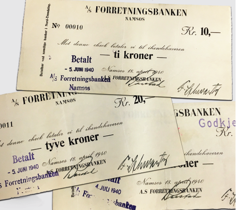 Nødpengesedler fra Namsos, utgitt under 2. verdenskrig