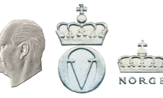 Olavs hode i profil, hans monogram og den norske kronen var med på førsteutkastet