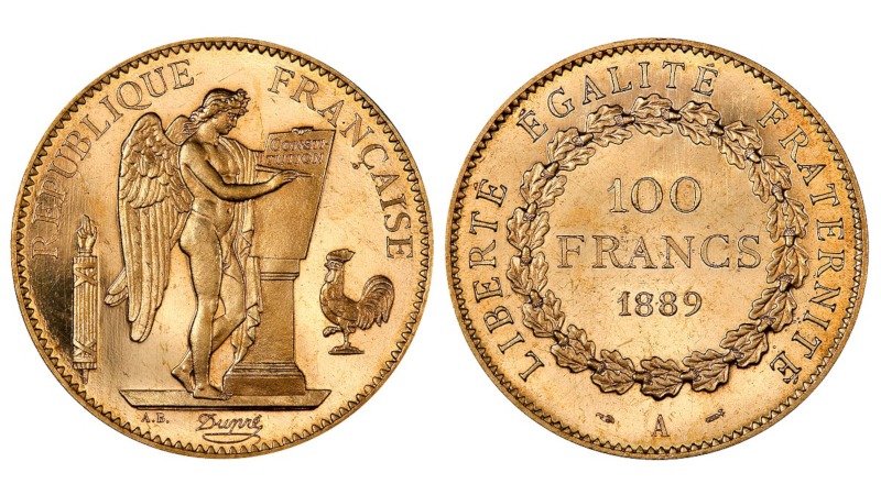 angel lykkemynt 1889 100 franc
